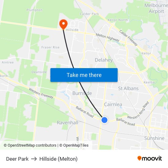 Deer Park to Hillside (Melton) map