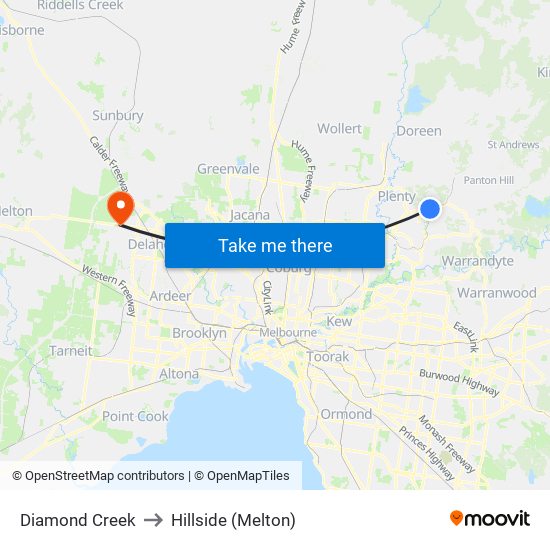 Diamond Creek to Hillside (Melton) map