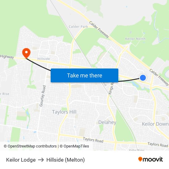 Keilor Lodge to Hillside (Melton) map