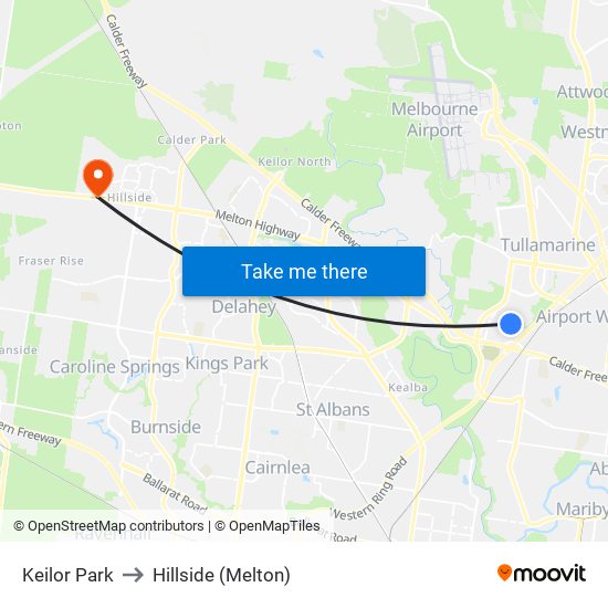 Keilor Park to Hillside (Melton) map