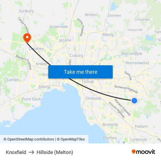 Knoxfield to Hillside (Melton) map