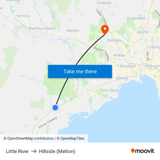 Little River to Hillside (Melton) map