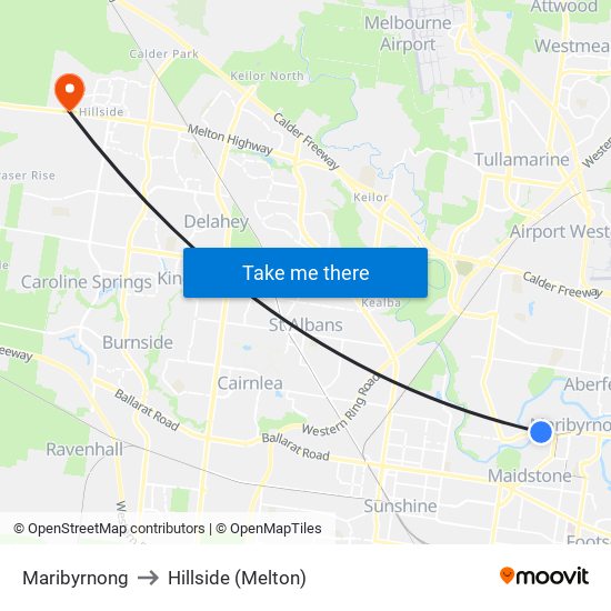 Maribyrnong to Hillside (Melton) map