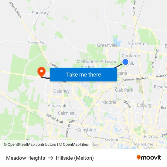 Meadow Heights to Hillside (Melton) map