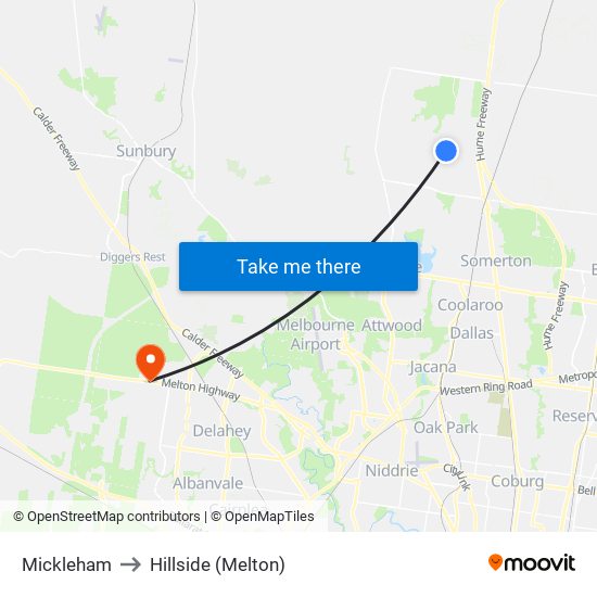 Mickleham to Hillside (Melton) map