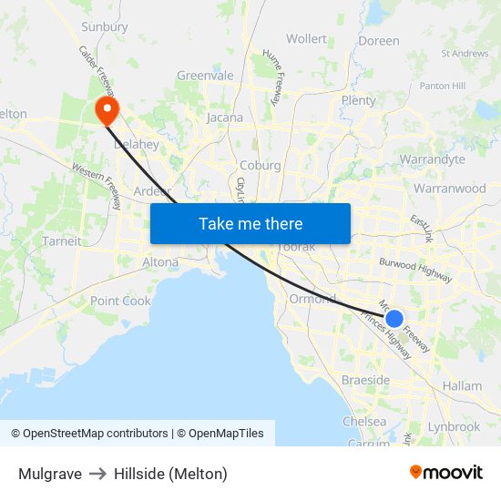 Mulgrave to Hillside (Melton) map