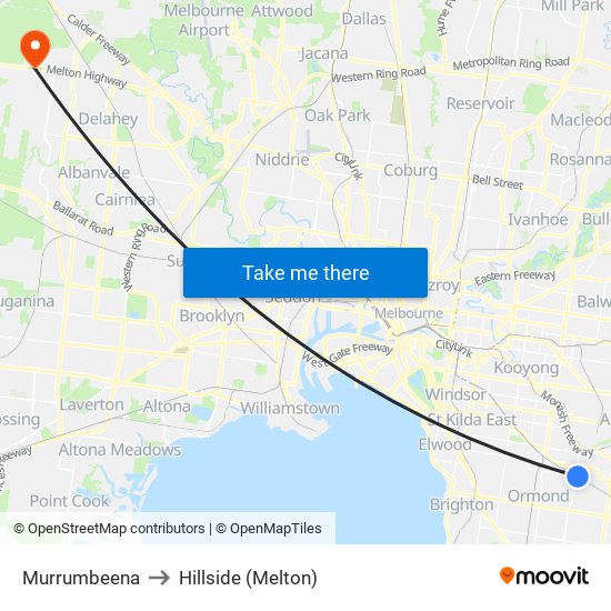 Murrumbeena to Hillside (Melton) map