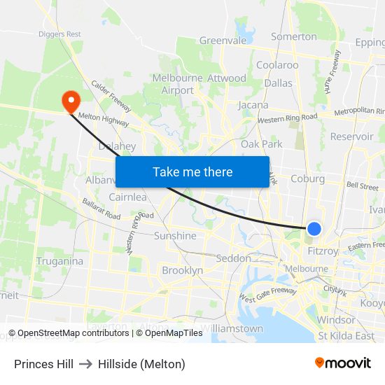 Princes Hill to Hillside (Melton) map