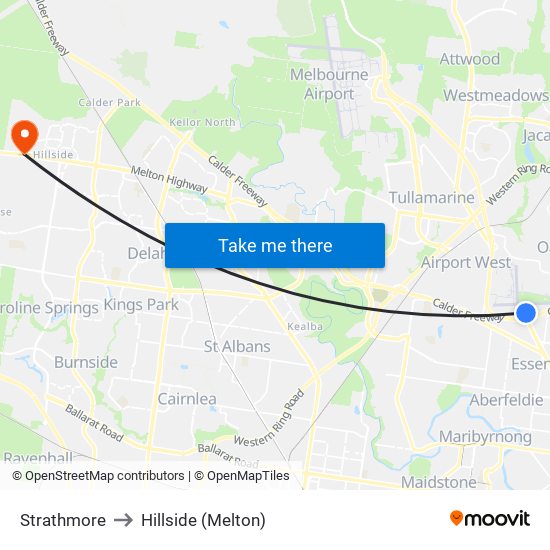 Strathmore to Hillside (Melton) map