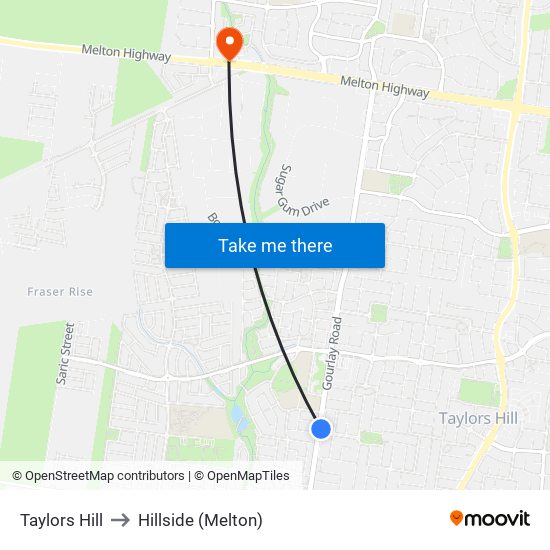 Taylors Hill to Hillside (Melton) map