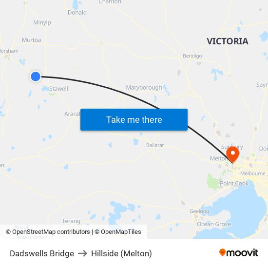 Dadswells Bridge to Hillside (Melton) map