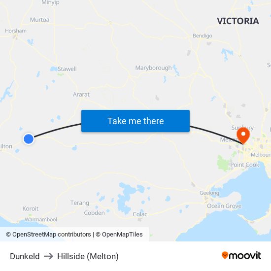 Dunkeld to Hillside (Melton) map