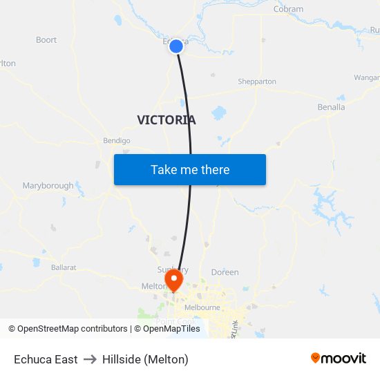 Echuca East to Hillside (Melton) map