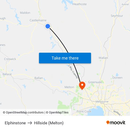 Elphinstone to Hillside (Melton) map