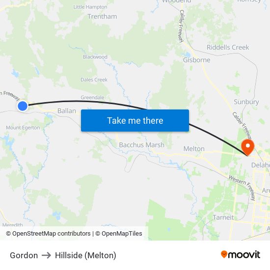Gordon to Hillside (Melton) map