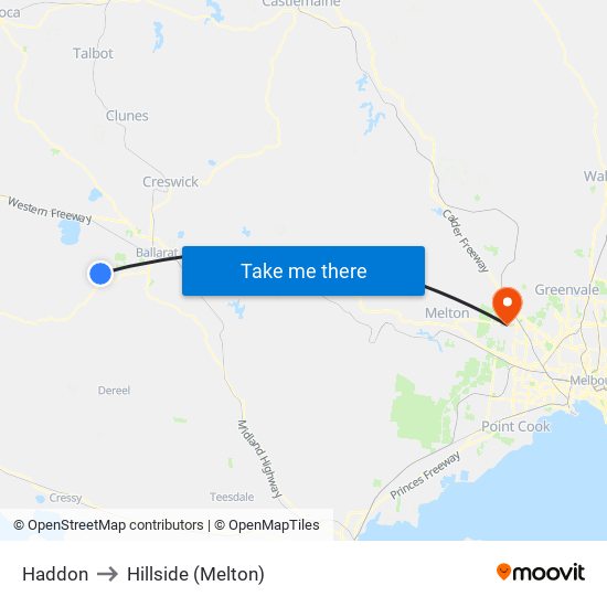 Haddon to Hillside (Melton) map