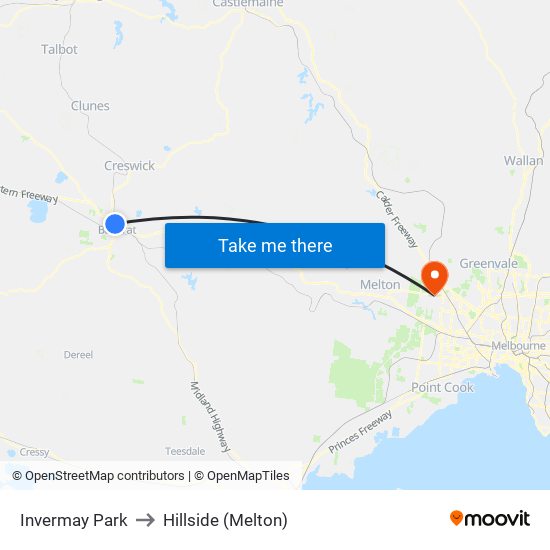 Invermay Park to Hillside (Melton) map