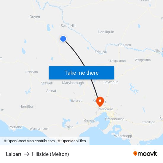 Lalbert to Hillside (Melton) map