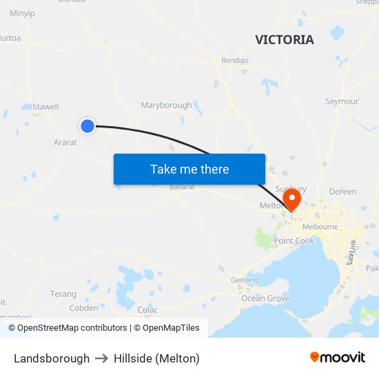 Landsborough to Hillside (Melton) map