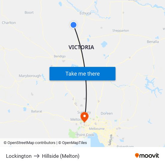 Lockington to Hillside (Melton) map