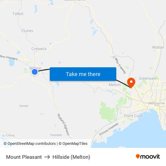 Mount Pleasant to Hillside (Melton) map