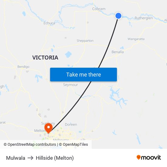 Mulwala to Hillside (Melton) map
