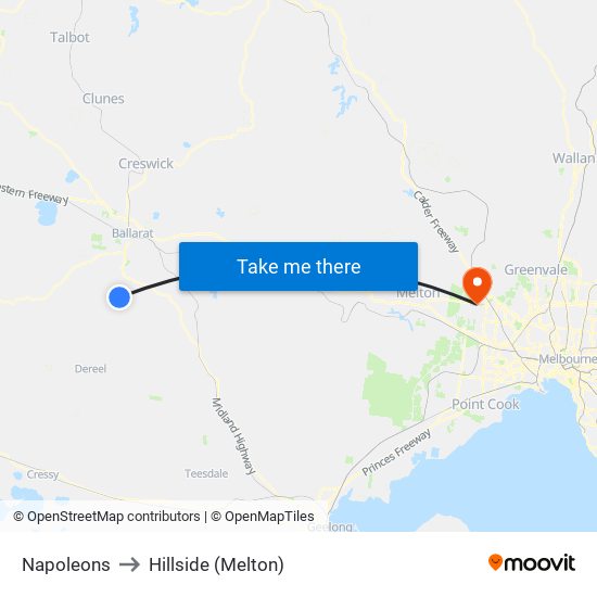 Napoleons to Hillside (Melton) map