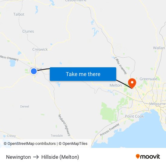 Newington to Hillside (Melton) map