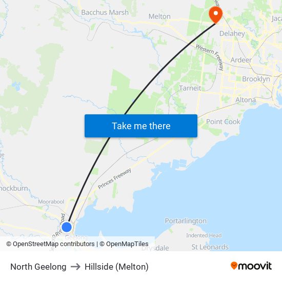 North Geelong to Hillside (Melton) map