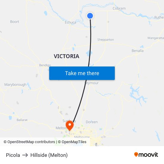 Picola to Hillside (Melton) map