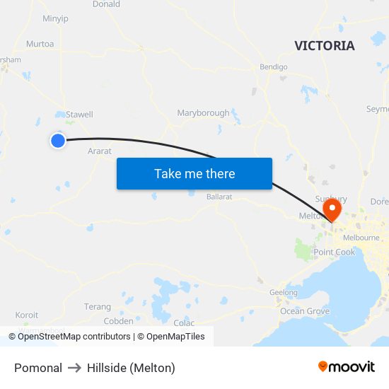 Pomonal to Hillside (Melton) map