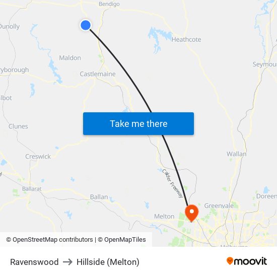 Ravenswood to Hillside (Melton) map