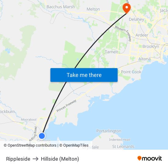 Rippleside to Hillside (Melton) map