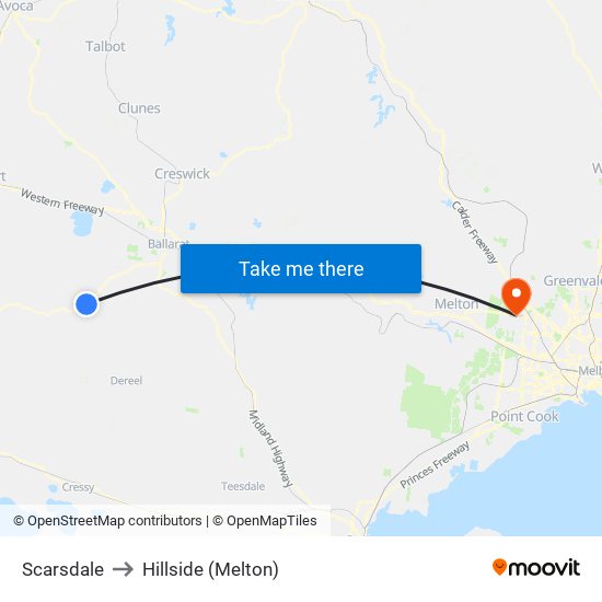 Scarsdale to Hillside (Melton) map