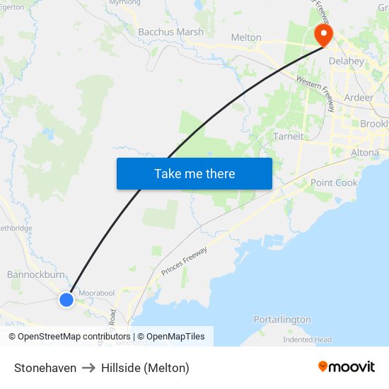 Stonehaven to Hillside (Melton) map