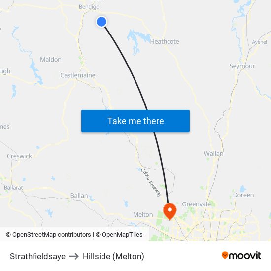 Strathfieldsaye to Hillside (Melton) map