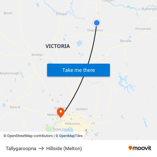 Tallygaroopna to Hillside (Melton) map