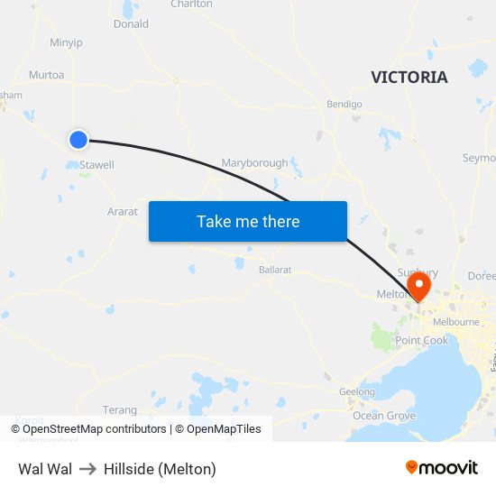 Wal Wal to Hillside (Melton) map