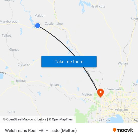 Welshmans Reef to Hillside (Melton) map