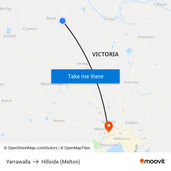 Yarrawalla to Hillside (Melton) map