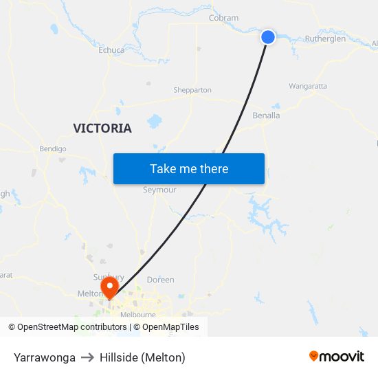 Yarrawonga to Hillside (Melton) map