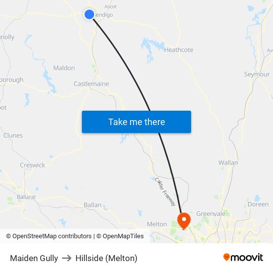 Maiden Gully to Hillside (Melton) map