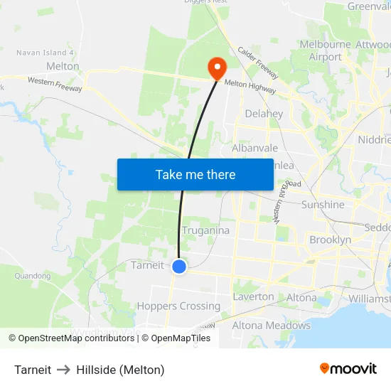 Tarneit to Hillside (Melton) map