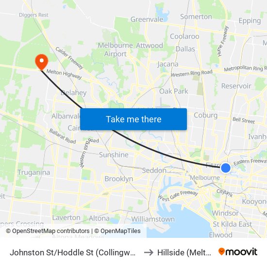 Johnston St/Hoddle St (Collingwood) to Hillside (Melton) map