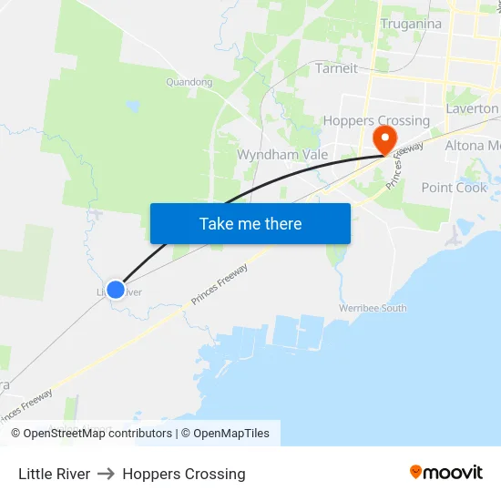 Little River to Hoppers Crossing map