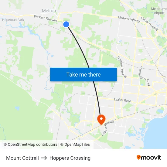 Mount Cottrell to Hoppers Crossing map