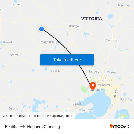 Bealiba to Hoppers Crossing map