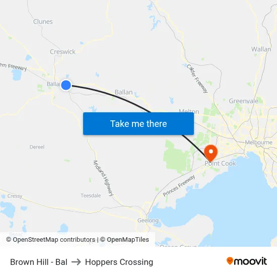 Brown Hill - Bal to Hoppers Crossing map