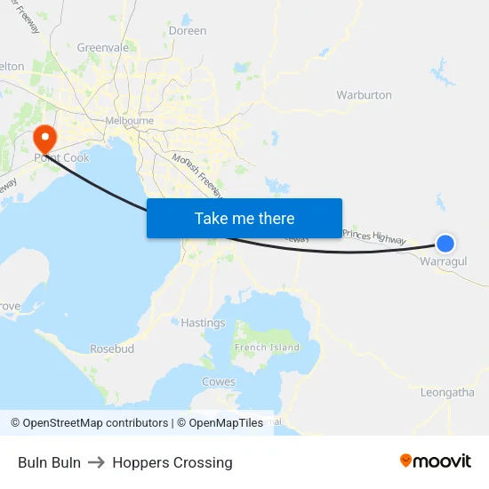 Buln Buln to Hoppers Crossing map