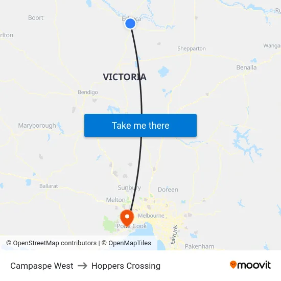 Campaspe West to Hoppers Crossing map